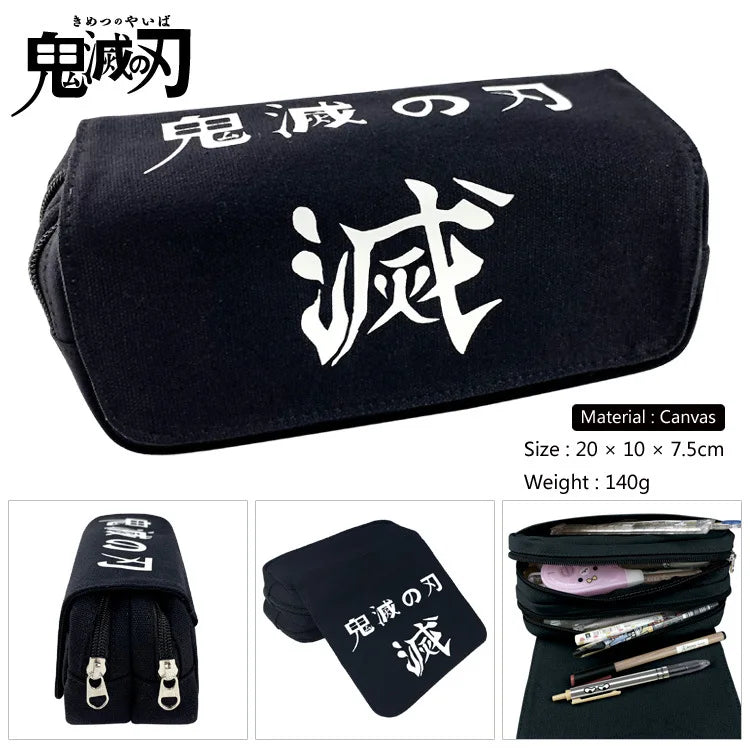 Demon Slayer Kimetsu no Yaiba Anime Canvas Purse Long Wallet Pen Case