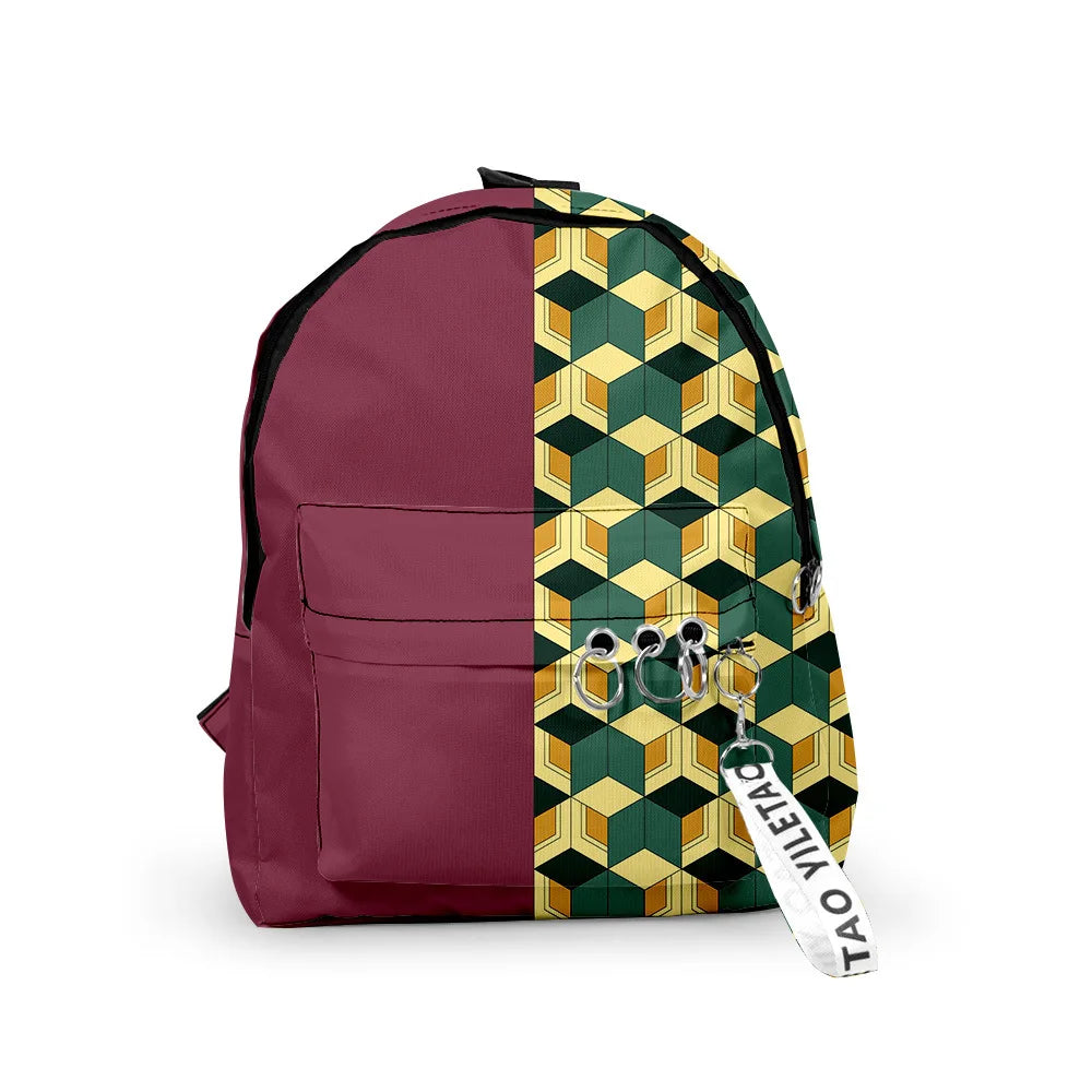 Demon Slayer Backpack School Bag 3D Pattern Rucksack Student Travel Laptop Mochi