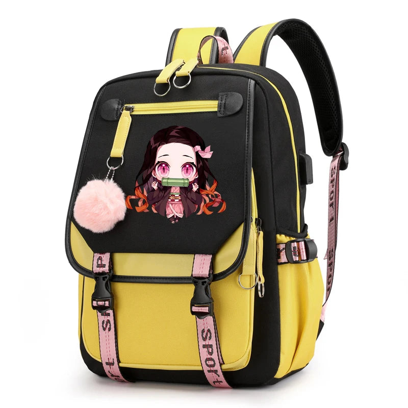 Anime Nezuko Backpack for Men and Women Canvas School Bag
