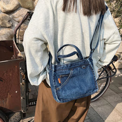 Denim Jeans Shoulder Crossbody Bag Totes for Women Large Capacity Handbag Purse