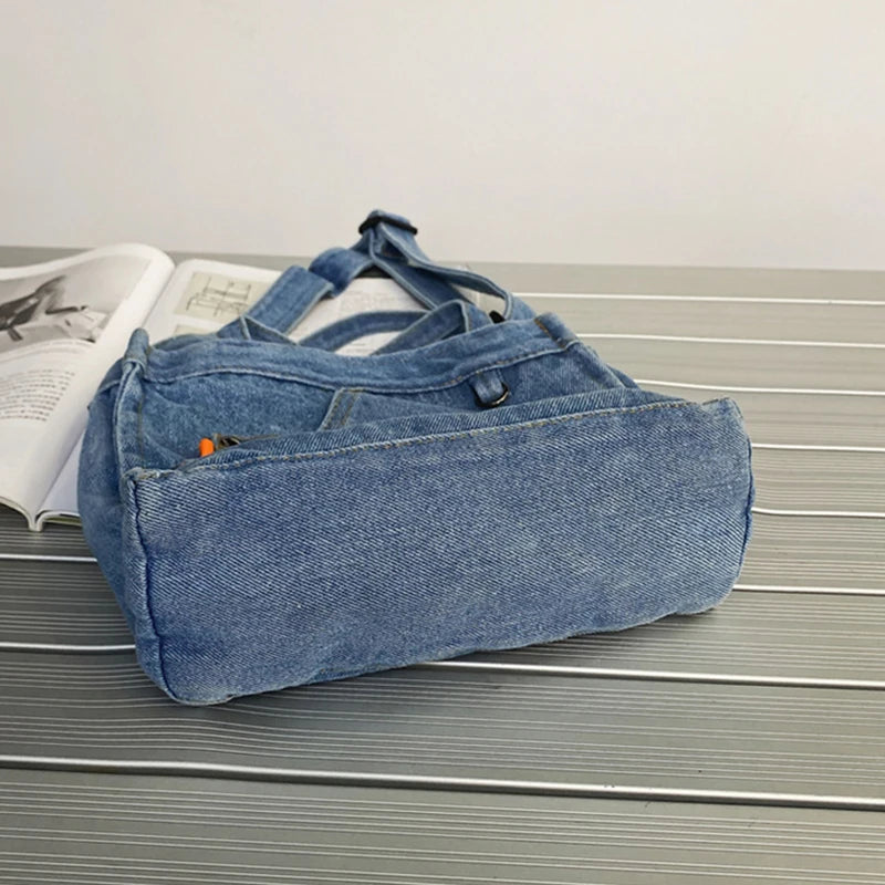 Denim Jeans Shoulder Crossbody Bag Totes for Women Large Capacity Handbag Purse