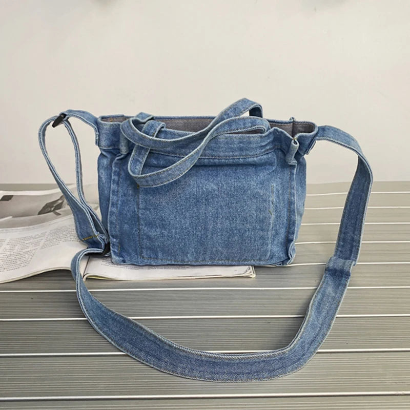 Denim Jeans Shoulder Crossbody Bag Totes for Women Large Capacity Handbag Purse