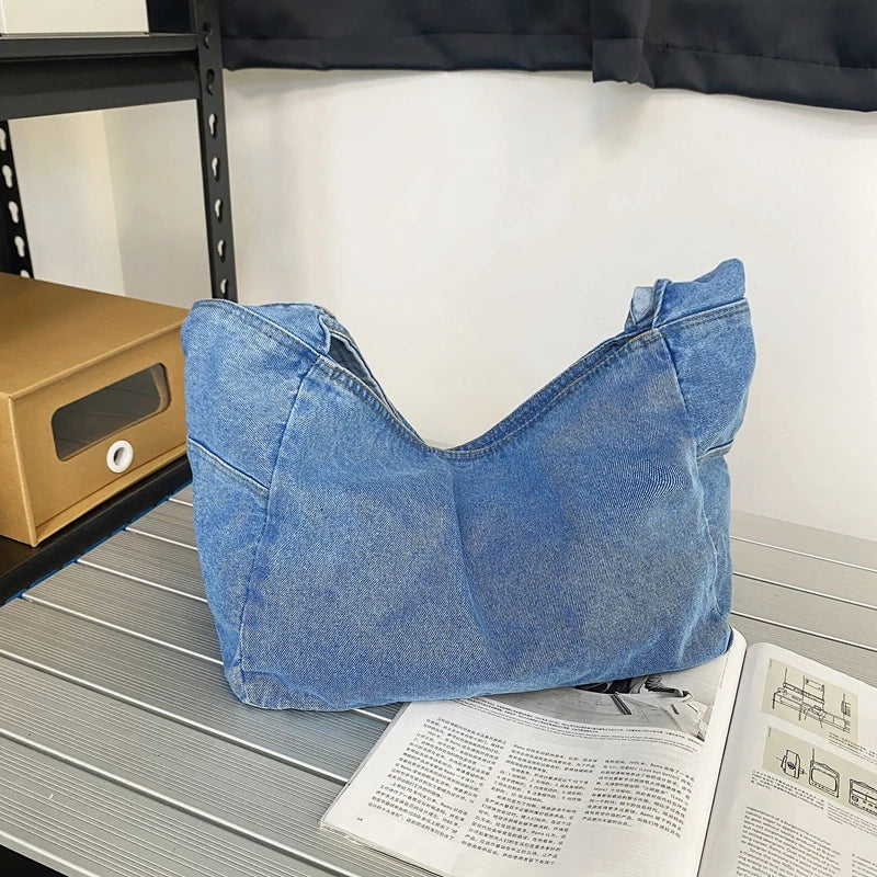 Denim Women's Shoulder Bag Large Capacity Solid Tooling