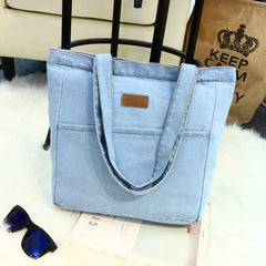 Denim Shoulder Tote Women Handbag Large Capacity Purse