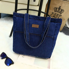 Denim Shoulder Tote Women Handbag Large Capacity Purse