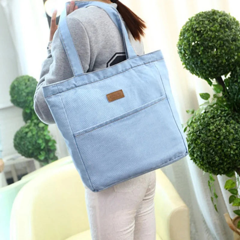 Denim Shoulder Tote Women Handbag Large Capacity Purse