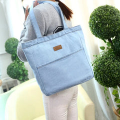 Denim Shoulder Tote Women Handbag Large Capacity Purse