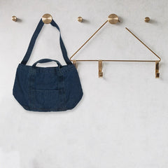 Casual Denim Slouch Bag Japanese Messenger Top-Handle Bag, Navy