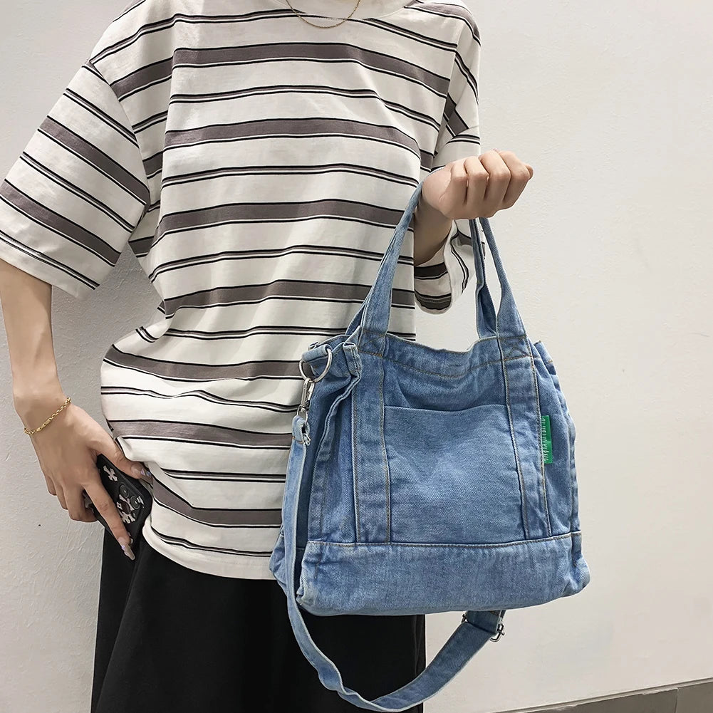 Denim Large Capacity Book Bag for Teen Girls