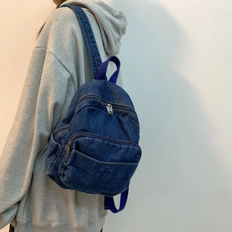 Denim Women Backpack High Capacity for Teenager Girls Backpack Female Rucksack