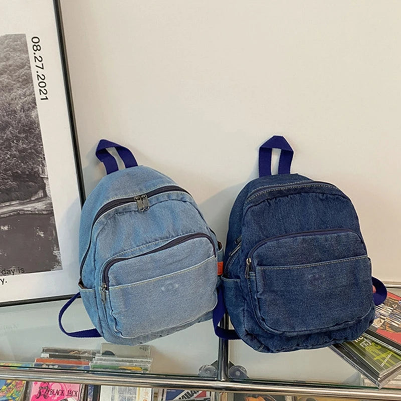 Denim Women Backpack High Capacity for Teenager Girls Backpack Female Rucksack