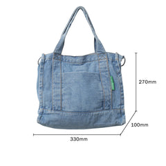 Denim Women Messenger Bag Large Capacity Adjustable Strap