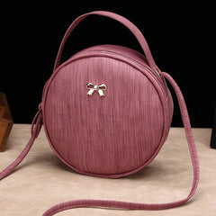Round Leather Crossbody Bag for Women