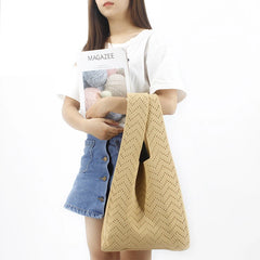 Knitted Hollow Out Women Handbag Tote Bag High Underarm Bag Shoulder Bag