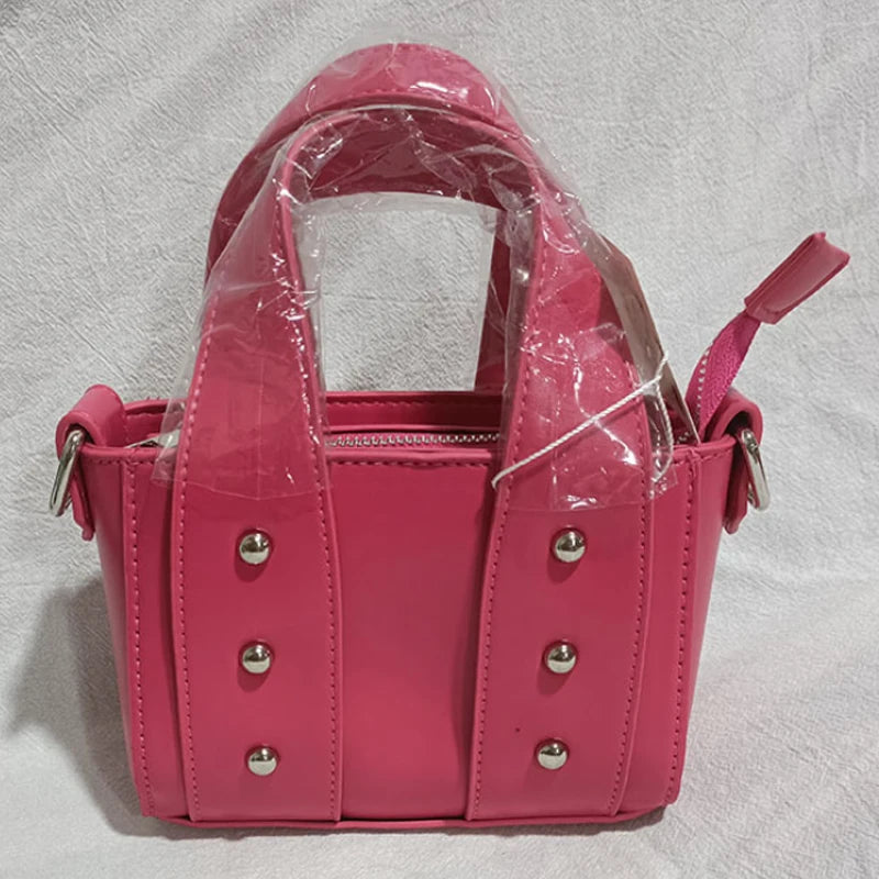 PU Leather Women Handbag High Women's Bag Rivet Mini Shoulder Messenger Bag