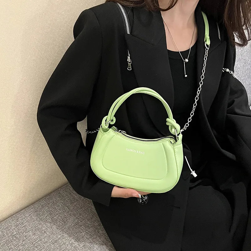 Foreign Style Chain Underarm Bag Solid Color Single Shoulder Messenger Bag