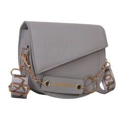 Women's Contrast Saddle Shoulder Bag Chain Strap Wide Strap Bag