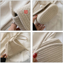 High Straw Small Bucket Bag for Beach Shoulder Bag