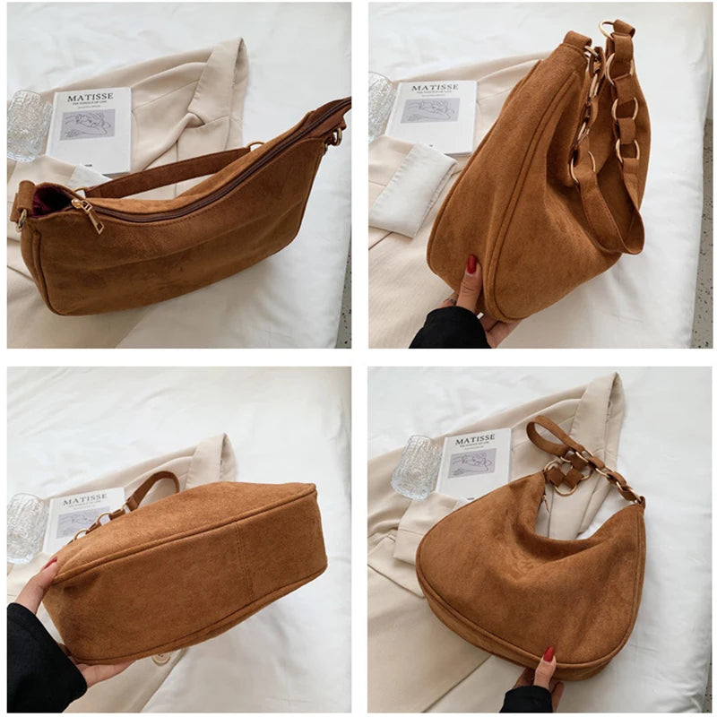 Retro Women's Large-capacity Suede Shoulder Bag