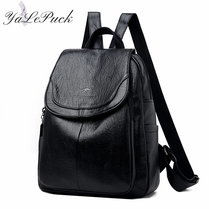 Multifunction Leather School Bags for Teenage Girls Backpack