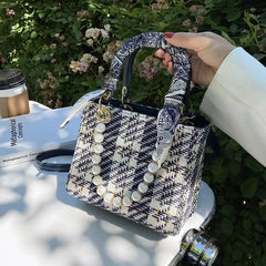 Small Square Handbags Pearl Chain Shoulder Bag