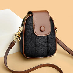 Women's Leather Crossbody Shoulder Bag with Phone Pouch