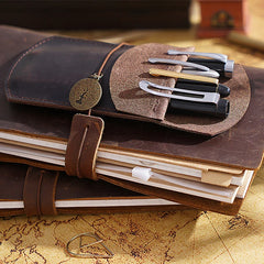 Leather Pen Pocket Wallets for Women Men Stationery Protecter Cover Bags