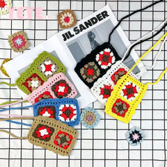 Crochet Mini Flower Shoulder Bag Women Crossbody National Style Purse