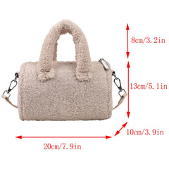 Pink Plush Women's Shoulder Bag Soft Fluffy Handle Tote Bag