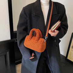 Pink Plush Women's Shoulder Bag Soft Fluffy Handle Tote Bag