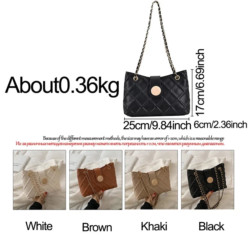Female Chain Crossbody Grid Shoulder Bag High Leather Handbags