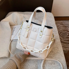 Diamond Lattice Bucket Shoulder Bag Large Capacity