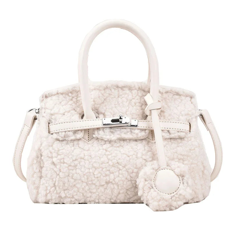 Plush Fabric Women's Shoulder Crossbody Bag Faux Lambs Wool Fluffy Fur Winter