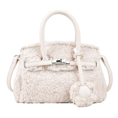 Plush Fabric Women's Shoulder Crossbody Bag Faux Lambs Wool Fluffy Fur Winter
