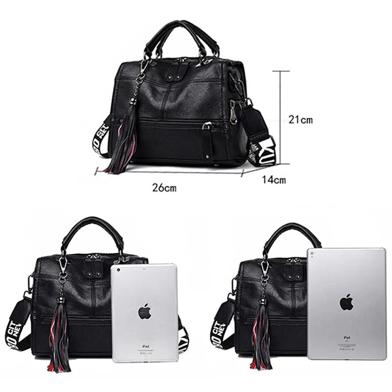 Leather Tassel Women's Shoulder Bag High Ladies Handbag
