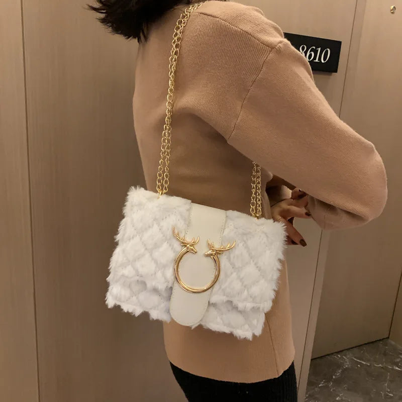 Plush Shoulder Bag High Small Chain Messenger Bag