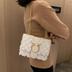 Plush Shoulder Bag High Small Chain Messenger Bag