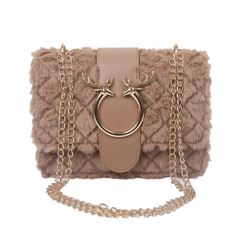 Plush Shoulder Bag High Small Chain Messenger Bag