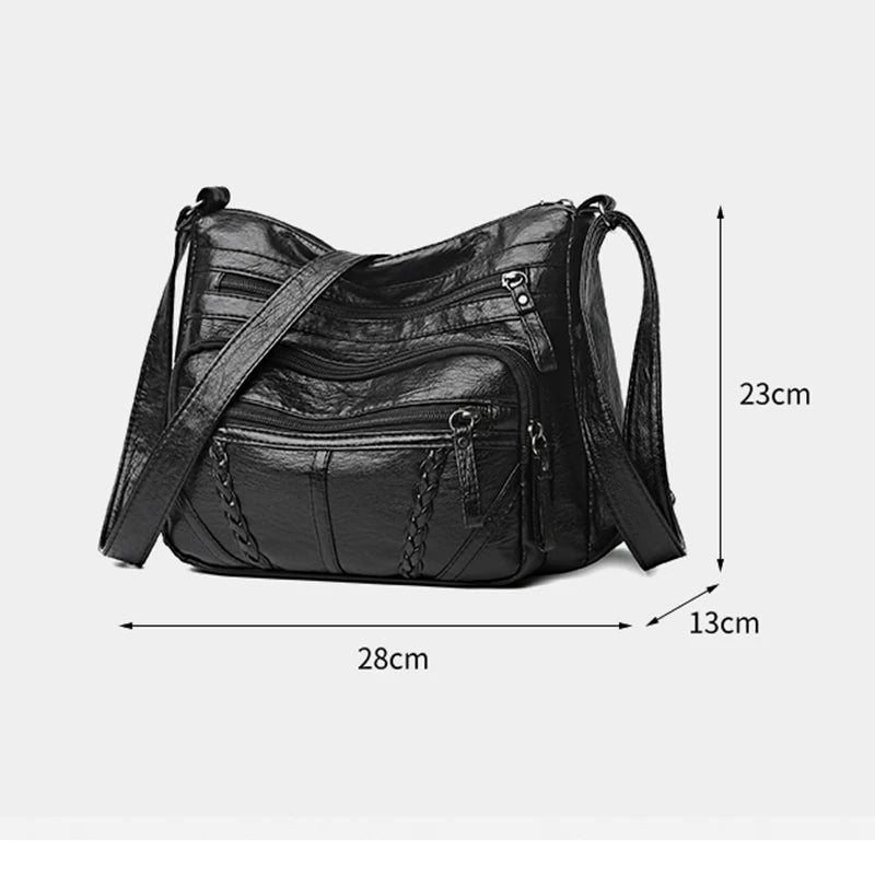 Women's PU Leather Crossbody Tote Bag Vintage Shoulder Bag Travel