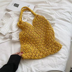 Hollow Out Female Travel Hand Bag Knitting Shoulder Bags for Women Summer