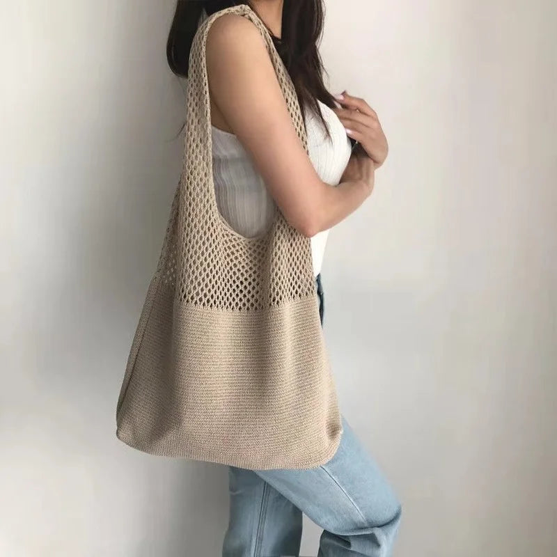 Knitted Handbags Female Large Capacity Totes Women's Pack Beach Bag