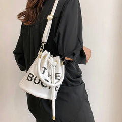 Letter Bucket Bag PU Leather Shoulder Handbag Wallet Shopping B