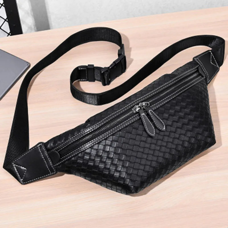Men's Weave Chest Pack Multi-Pocket Fanny Pack