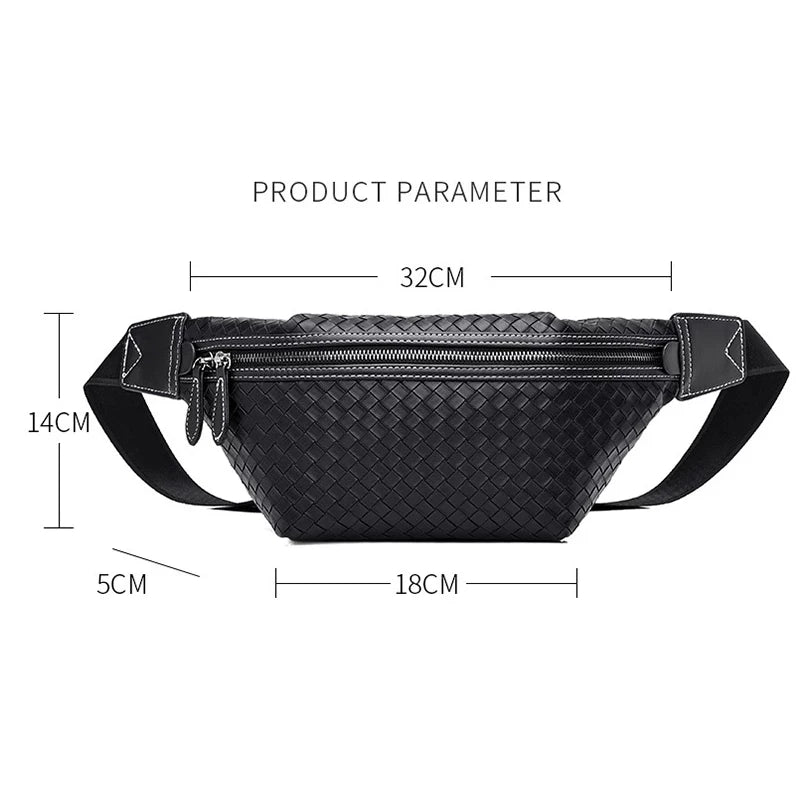 Men's Weave Chest Pack Multi-Pocket Fanny Pack
