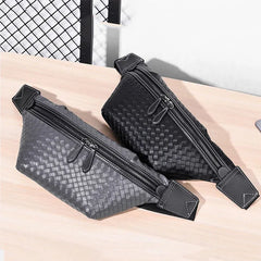 Men's Weave Chest Pack Multi-Pocket Fanny Pack