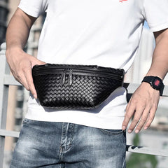Men's Weave Chest Pack Multi-Pocket Fanny Pack