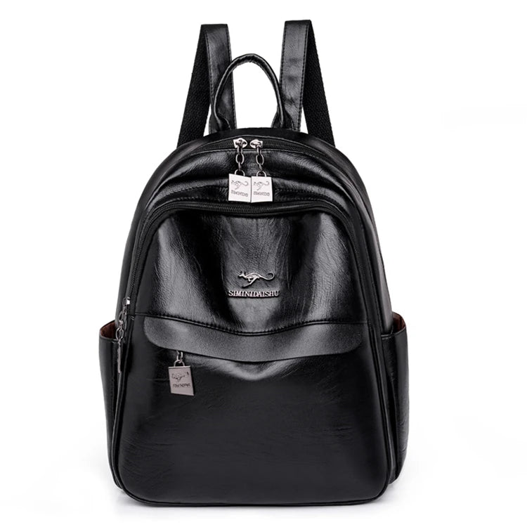 Large Capacity Leather Travel Backpack for Teenage Girls