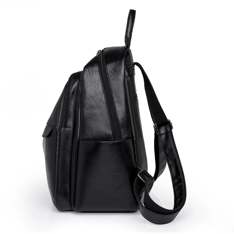 Large Capacity Leather Travel Backpack for Teenage Girls
