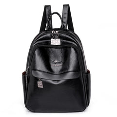 Large Capacity Leather Travel Backpack for Teenage Girls