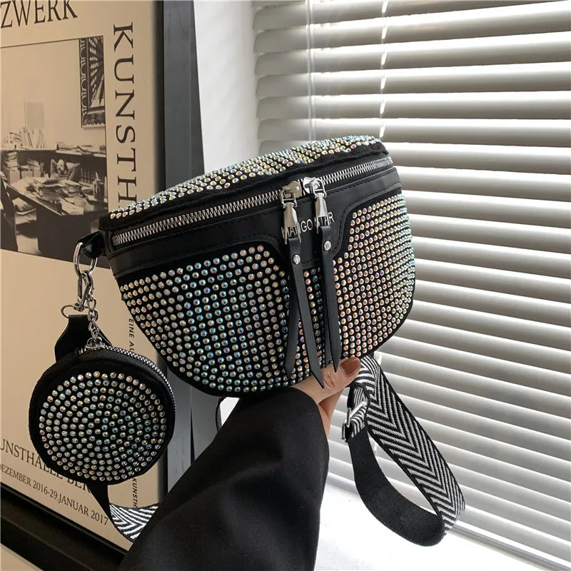 Rivet Waist bags for Women Chain Fanny Pack Belt Bag Chest Bag